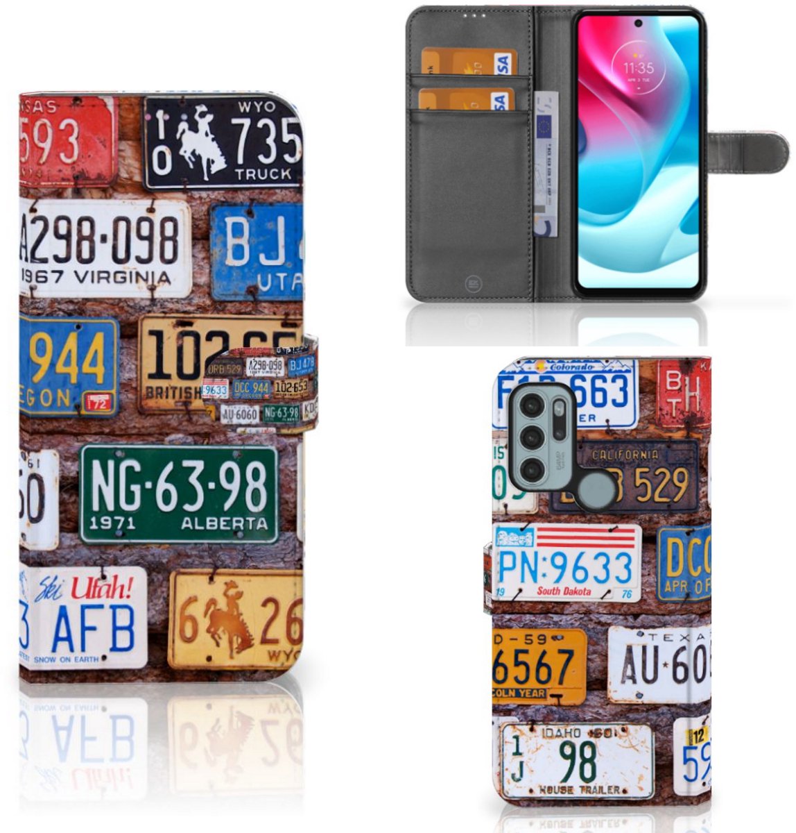 Book Case voor Motorola Moto G60s Telefoonhoesje met foto Kentekenplaten