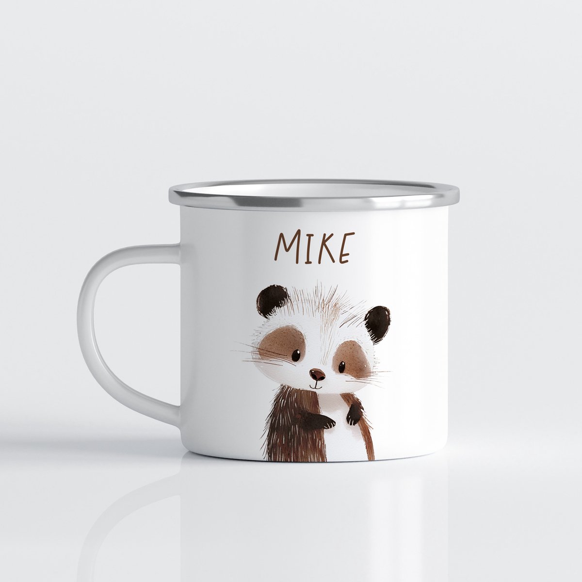 Creasowl® Rode Panda Kinder Mok - Emaille - 300ml - Gepersonaliseerd
