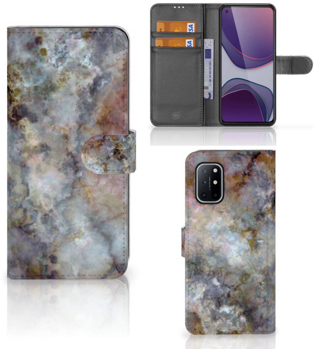 Boekhoesje voor OnePlus 8T Bookcase Marmer Grijs