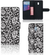 Portefeuille Xiaomi Redmi 8A Etui pour Téléphone Fleurs Noires