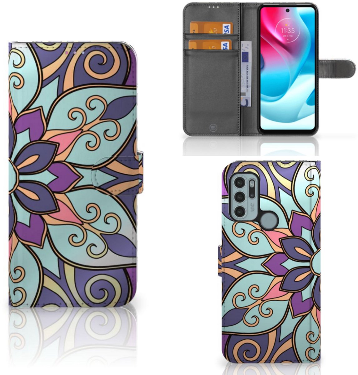 Motorola Moto G60s Hoesje Purple Flower