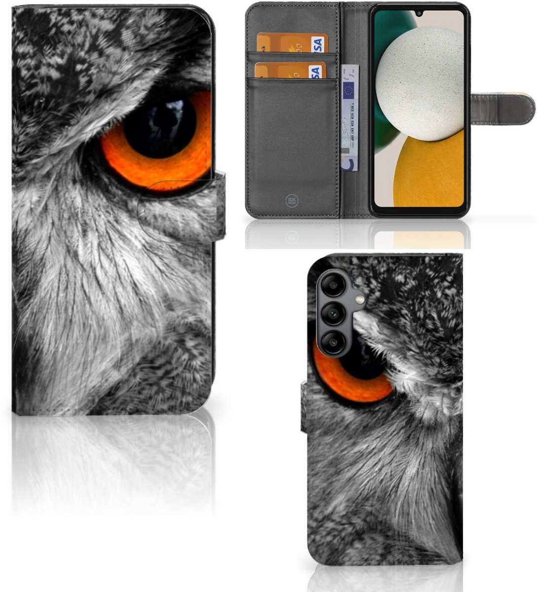 Book Case voor Samsung Galaxy A34 Telefoonhoesje met Pasjes Uil
