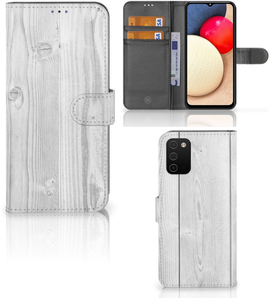 Samsung Galaxy A03s Book Style Case White Wood