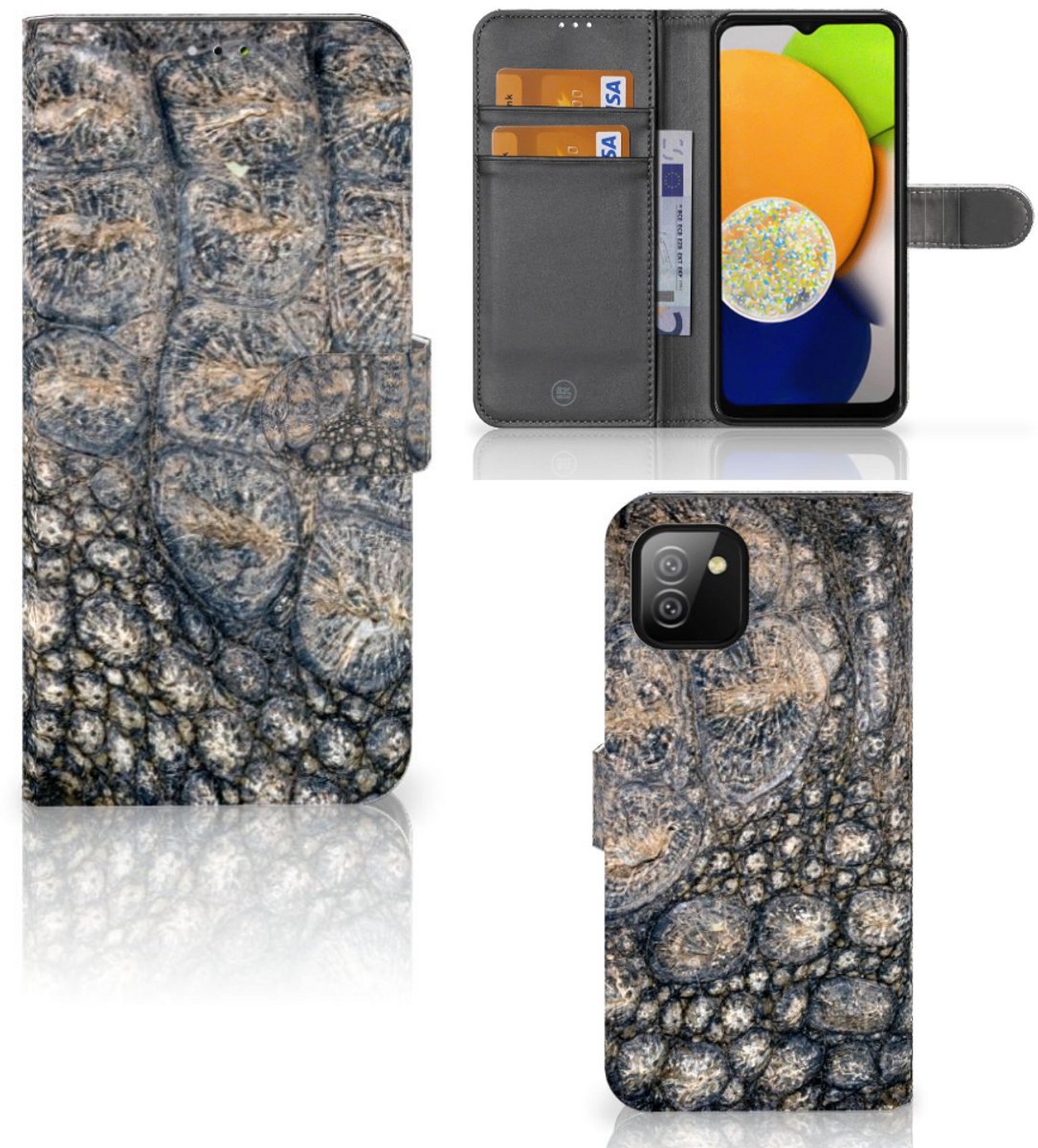 Samsung Galaxy A03 Telefoonhoesje met Pasjes Krokodillenprint