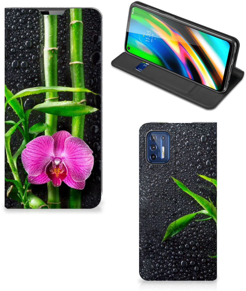 Standcase Hoesje voor Motorola Moto G9 Plus Smart Cover Orchidee