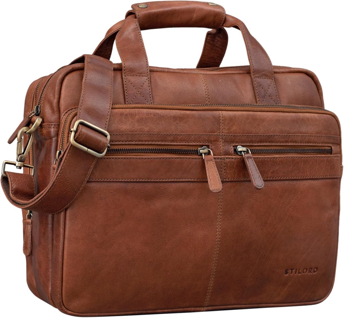 Leren Schoudertas voor Laptop - Vintage Briefcase voor Onderwijs en Kantoor