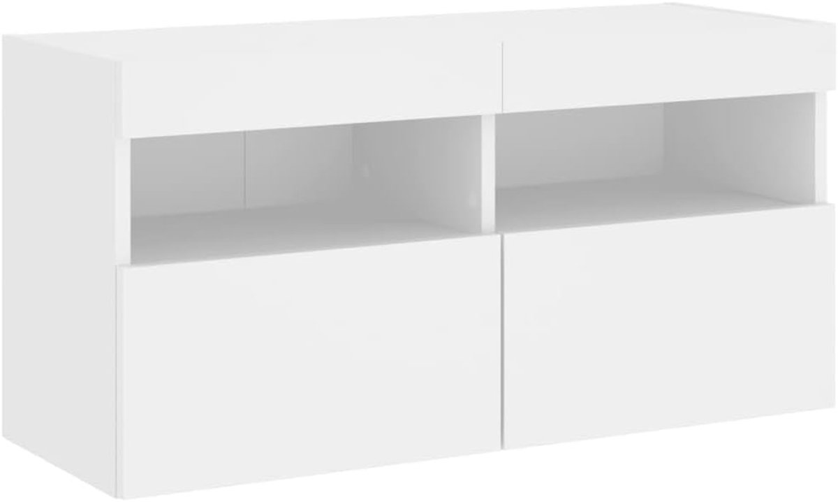 Wandmeubel voor TV met LED Verlichting 80x30x40cm Wit, Zwevend Mediasysteem