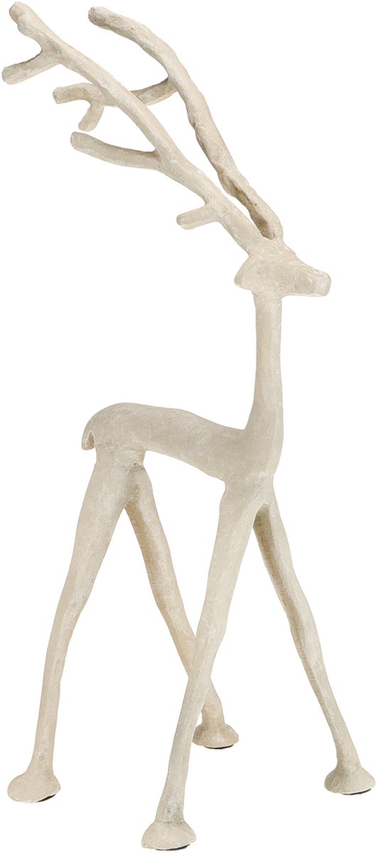 Decoratief rendier metalen figuur hert grijs klei optiek H35cm