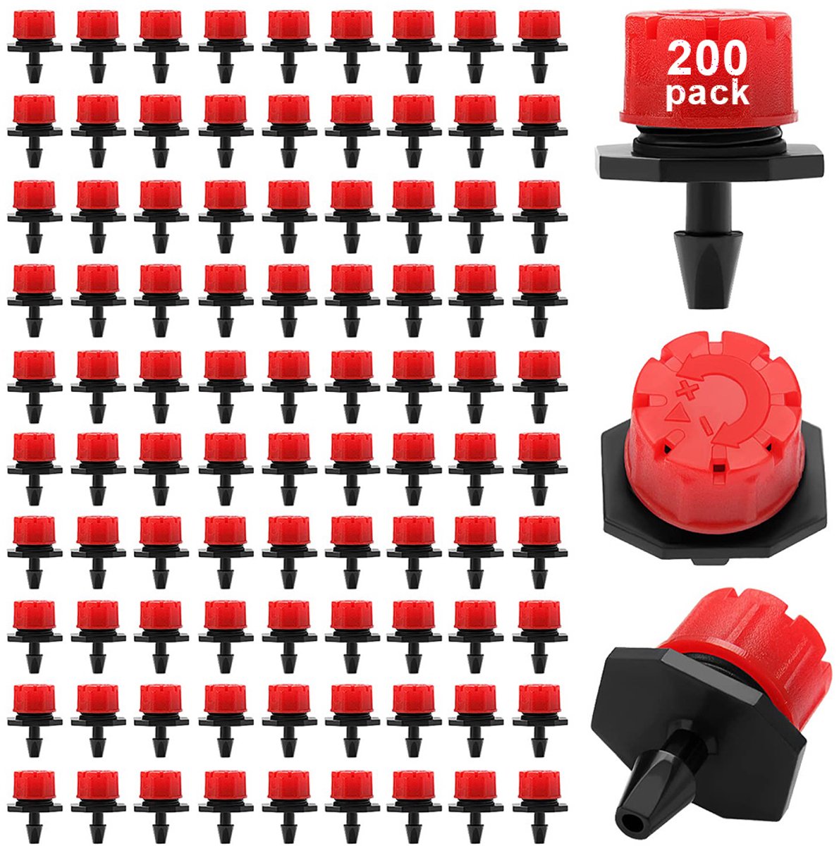 Adjustable Micro Drippers - Micro Drip Sproeiers voor Planten - Automatisch Tuin Bewateringssysteem - Waterbesparende Goutteurs voor DIY Druppelirrigatie - 200 Stuks - Rood