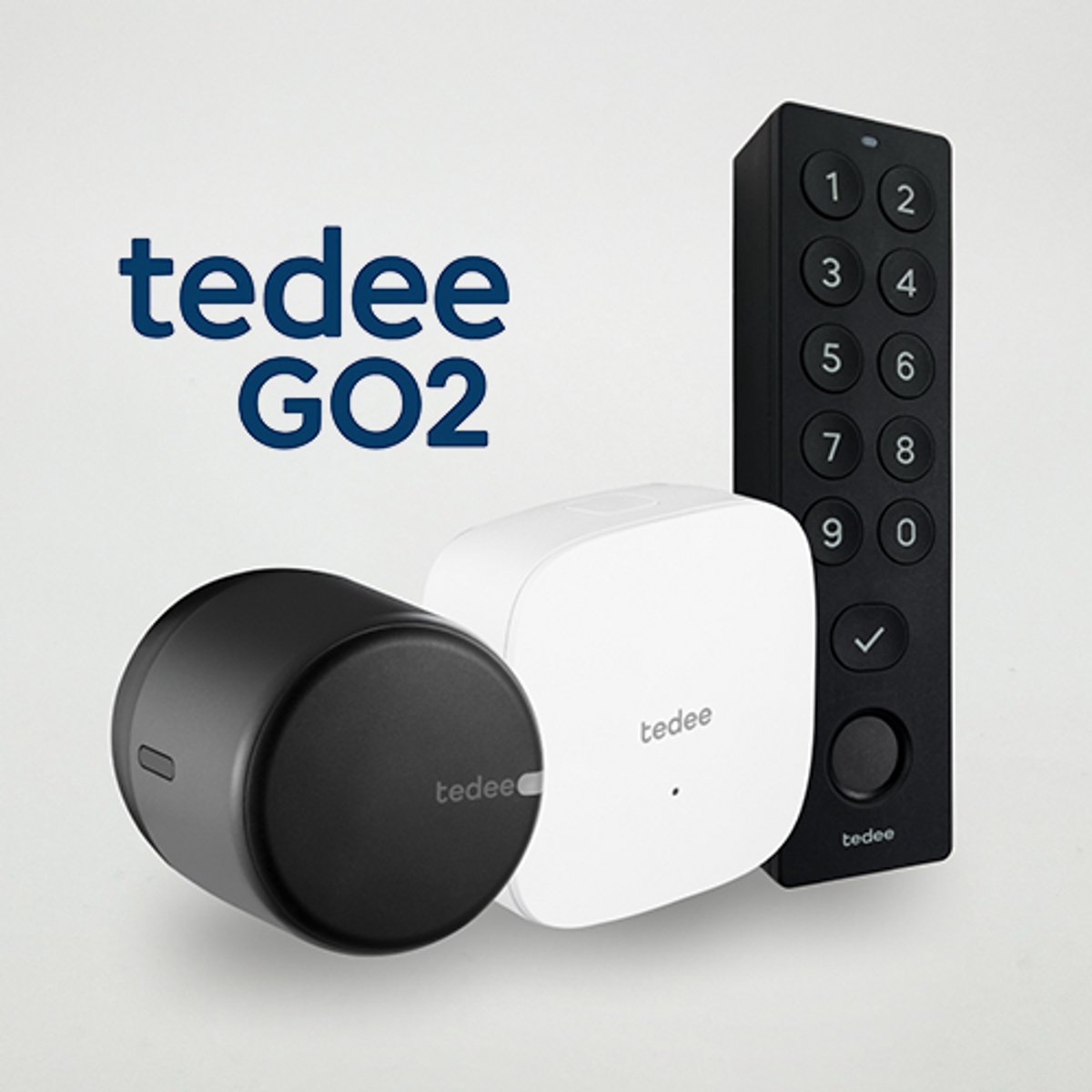 Tedee GO value pack black | GO2 zwart + Keypad PRO zwart + Wifi Bridge | Bediening op afstand, Bluetooth, pincode, vingerafdruk | koppel met smart home | monteer over huidige sleutel | smartlock