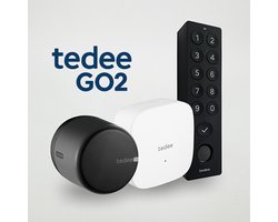 Tedee GO value pack black | GO2 zwart + Keypad PRO zwart + Wifi Bridge | Bediening op afstand, Bluetooth, pincode, vingerafdruk | koppel met smart home | monteer over huidige sleutel | smartlock
