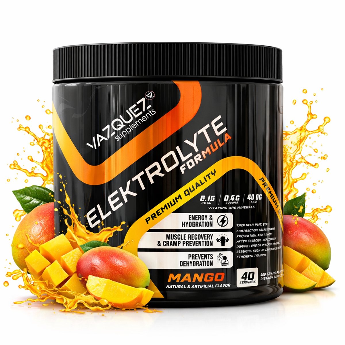 Elektrolyten - Electrolyten Poeder - Mango - Hydratatie & Herstel - Voor Sporters, Sauna, Keto & Fasting - Met Natrium, Kalium & Magnesium