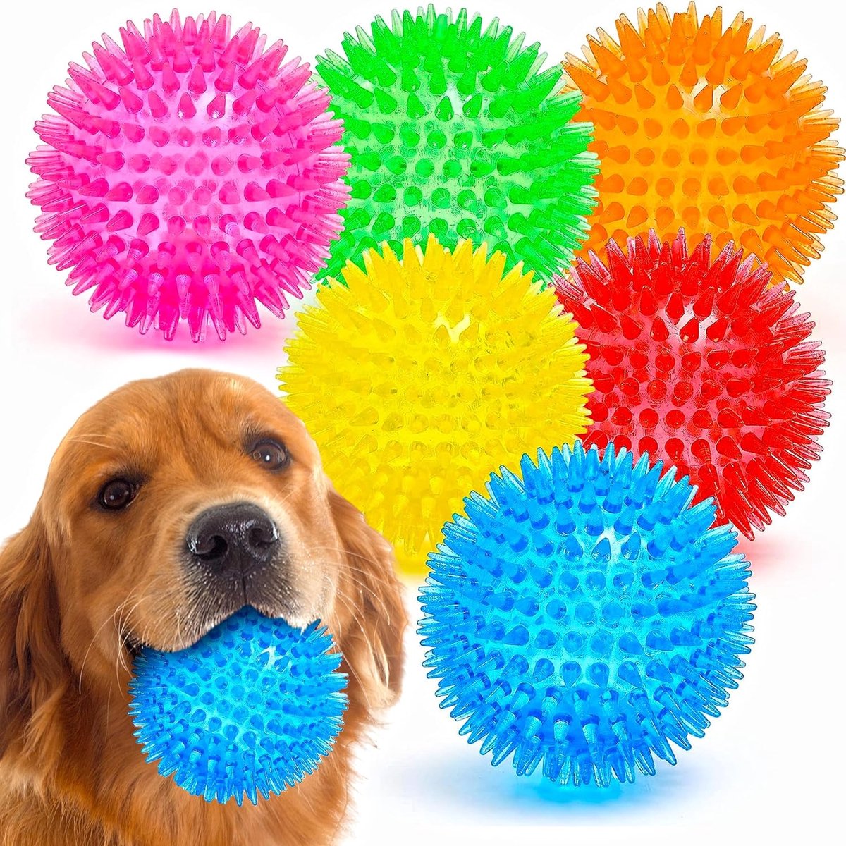 Piepende Hondenballen - 6 Stuks Stekelige Ballen voor Kleine Tot Grote Honden - Veilig en Speels Hondenspeelgoed
