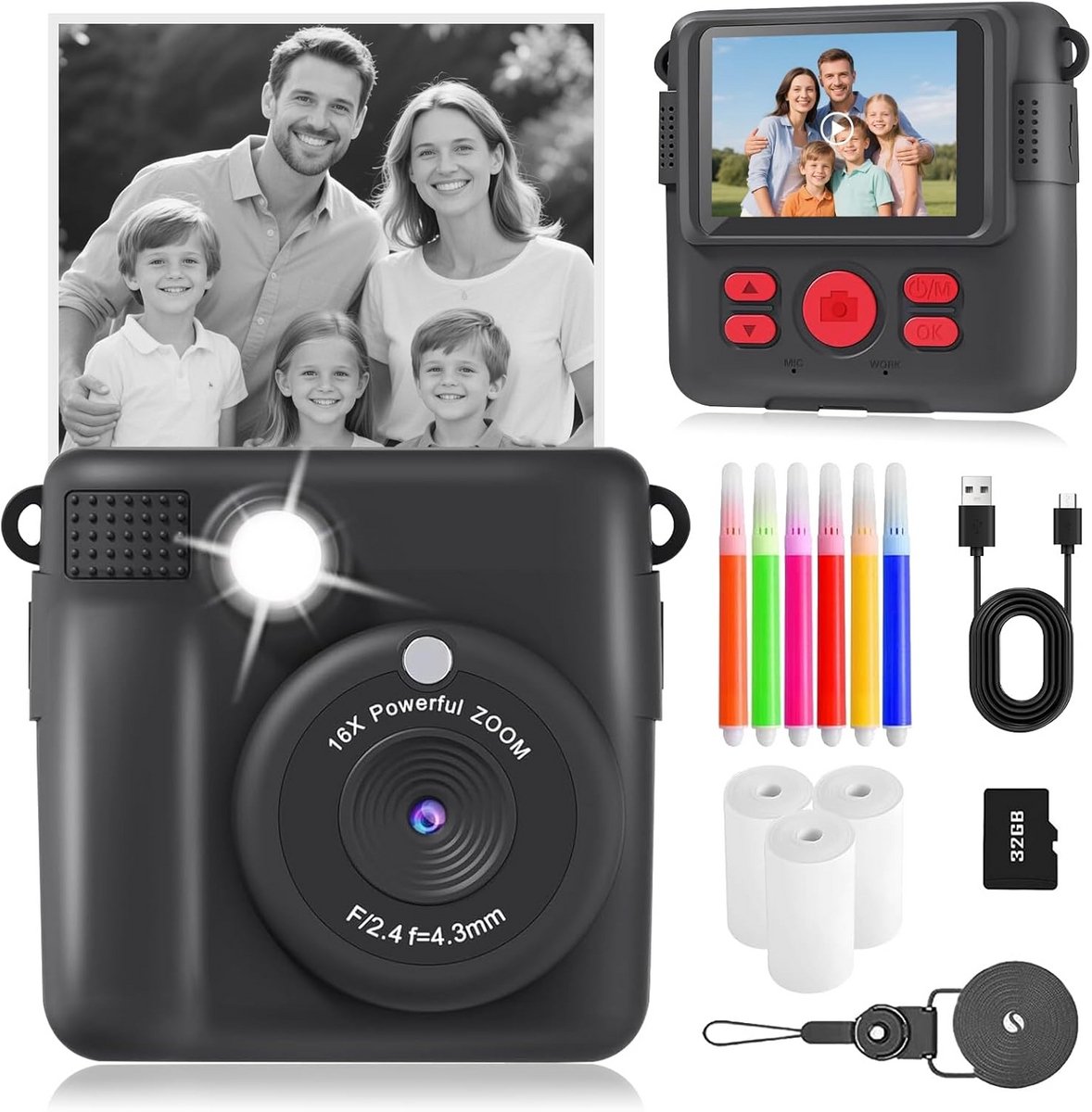 Kindercamera - Instantcamera voor jongens en meisjes van 3 tot 12 jaar