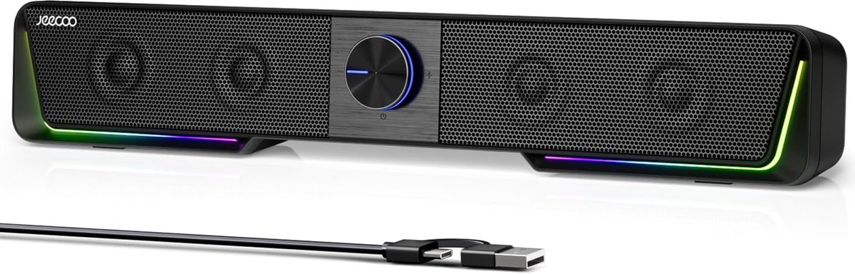 Bluetooth Computerluidsprekers met Helder Geluid en LED-verlichting - Gaming Soundbar voor Desktop en Laptop