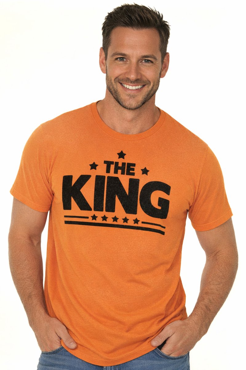 Shirt The King Oranje Volwassenen Mannen Oranje Koningsdag Maat M