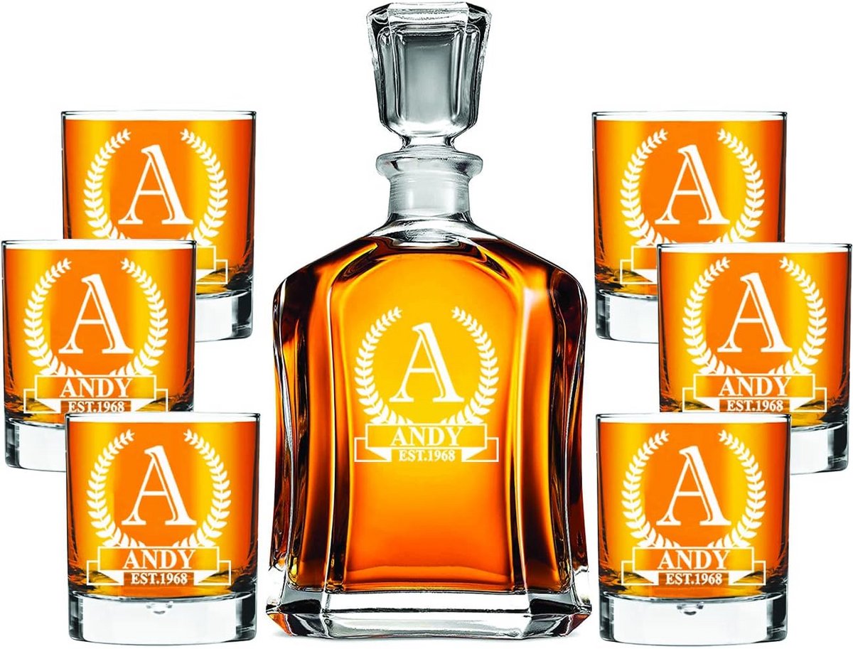 Luxe Gepersonaliseerde Whiskey Set met Karaf en 6 Glazen