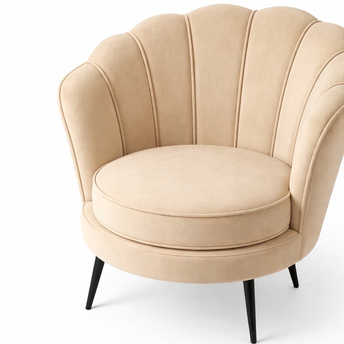 Nice fauteuil velours beige.