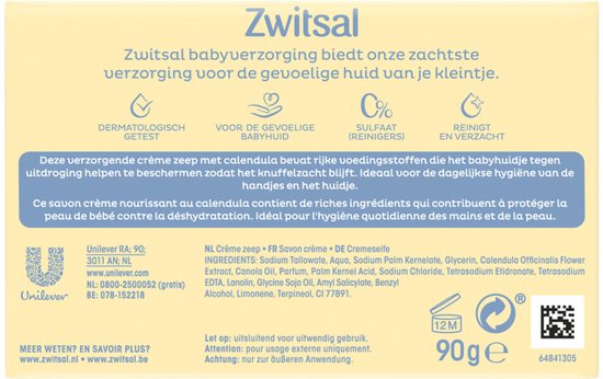 Zwitsal Crème Zeepblok Baby 4 x 90 gr — afbeelding 2