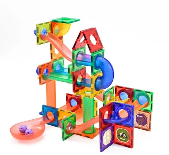 Magna Minds - Magnetic Tiles - Knikkerbaan - 105 stuks - Magnetisch Speelgoed - Constructie speelgoed - Magnetische tegels - Montessori speelgoed - Magnetic toys - Magnetische bouwstenen - Speelgoed Kinderen