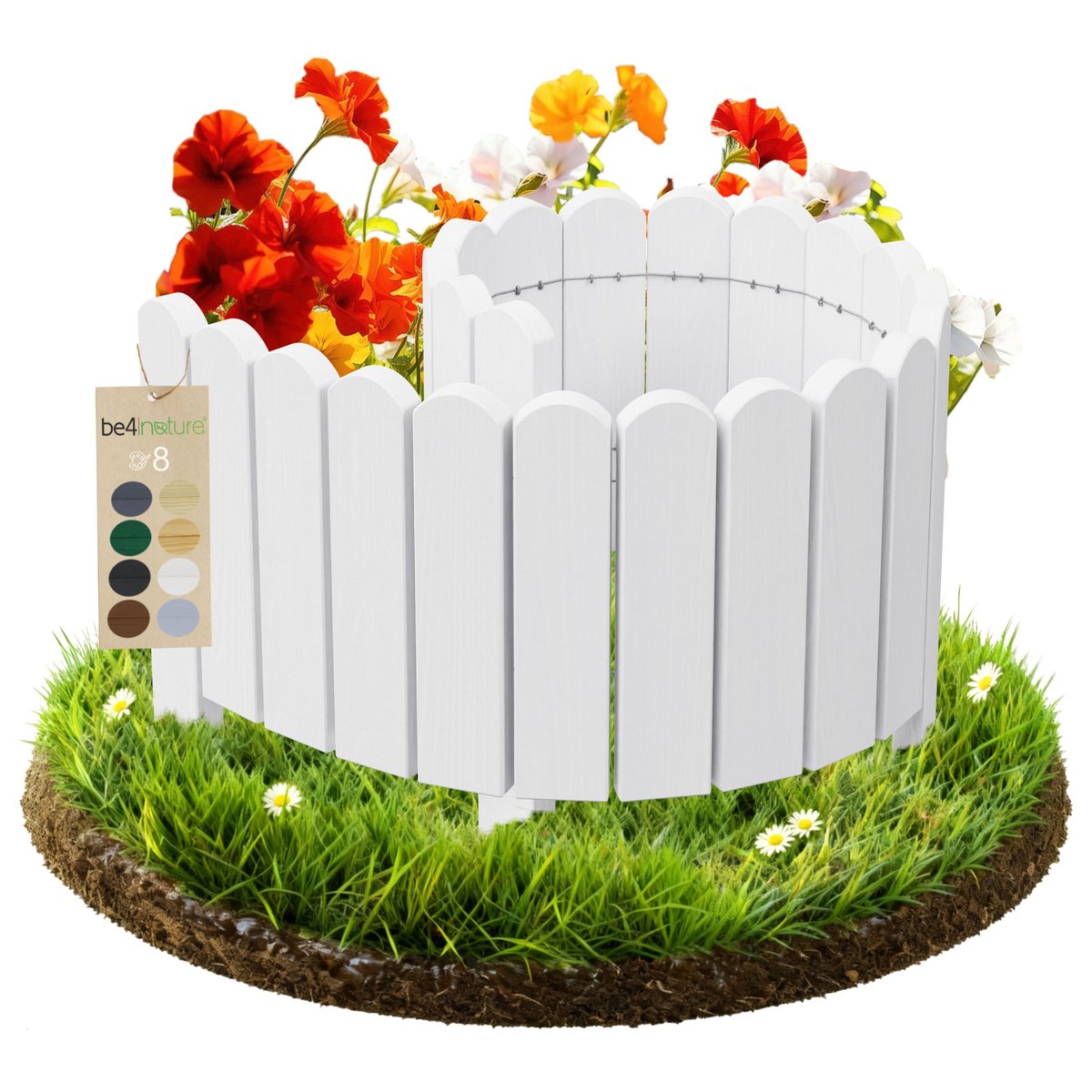be4nature Flexibele Rolboarder hout 100 x 40 cm Alpine wit Geïmpregneerde Borderrand tuin Tuinafscheiding Gazonafscheiding