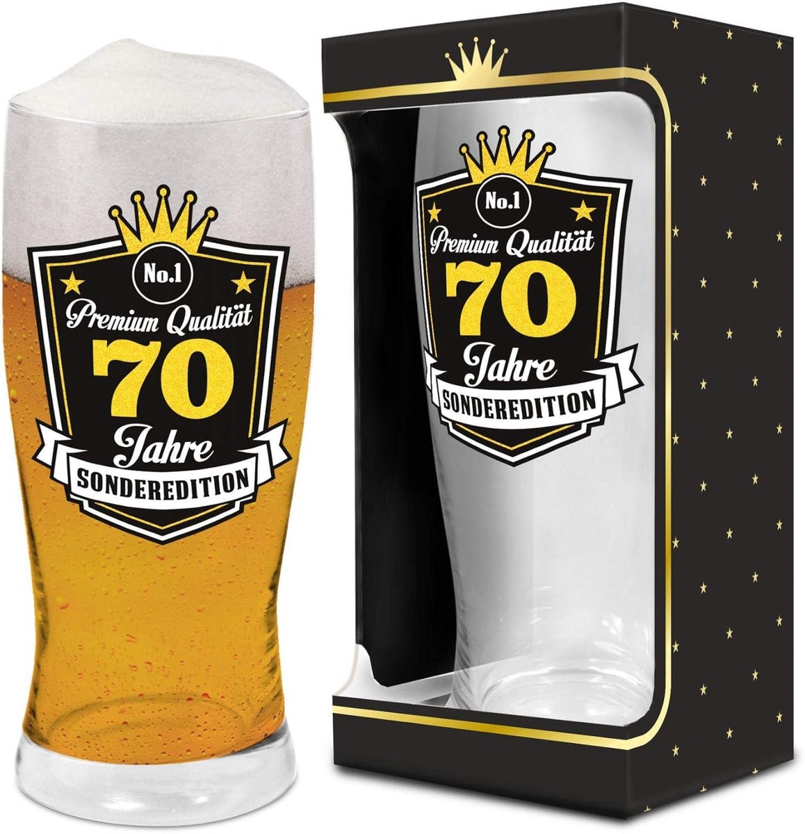 Bierglas 0,5 l voor 70e verjaardag - cadeau voor mannen, vriend, broer in geschenkdoos