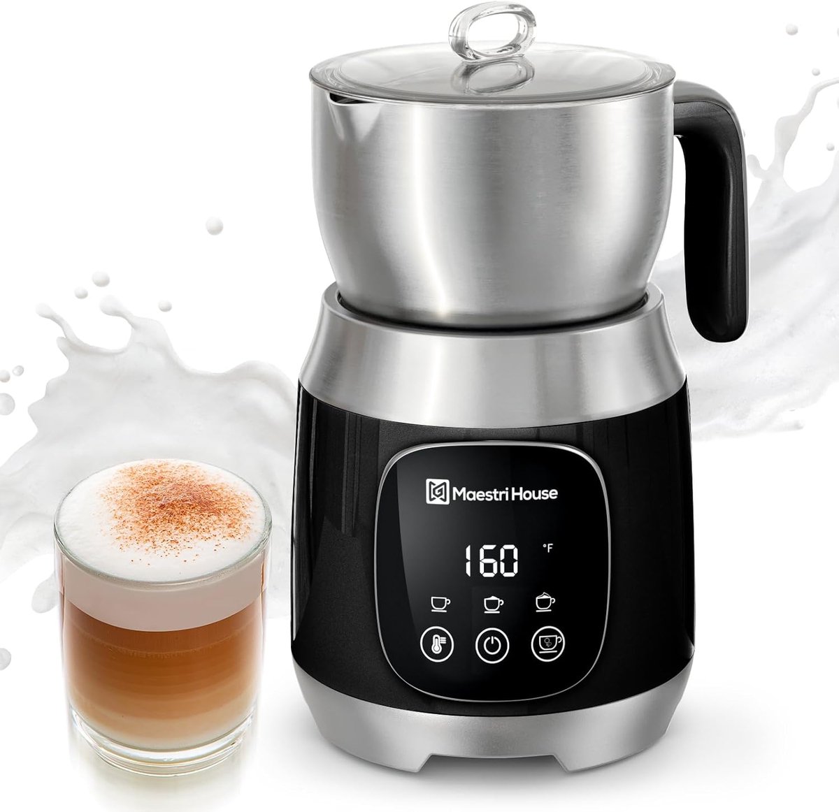 Elektrische Melkopschuimer 600ml met Variabele Temperatuur en Schuimsterkte