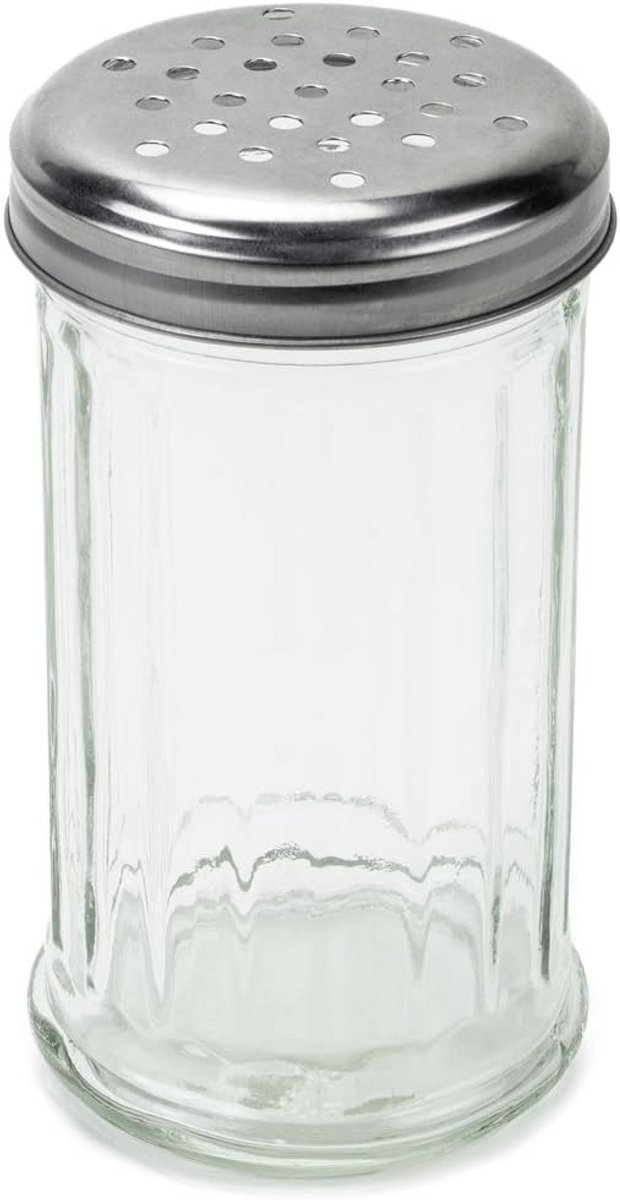Glazen Kruiden- en Kaasshaker - 12 oz. met Metalen Deksel en Grote Gaten voor Gemakkelijke Dosering