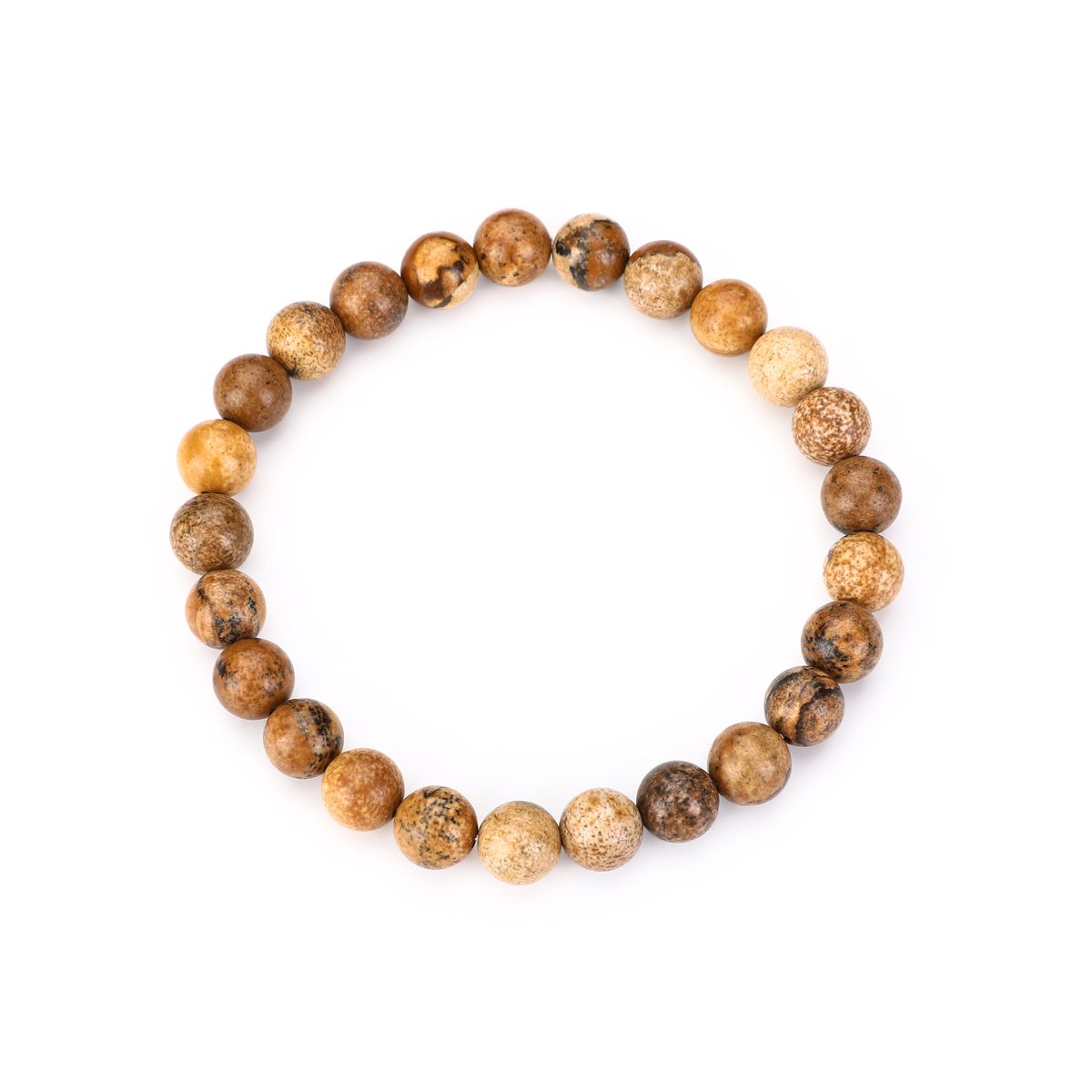 Kralenarmband Naturel Lichtbruin - Heren en Dames - Unisex - 23 cm - Natuursteen - Cadeau voor hem