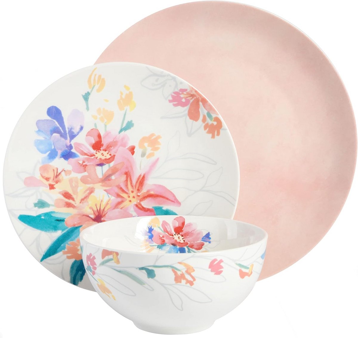 Goji Blossom 12-delige Versierd Serviesset in Roze