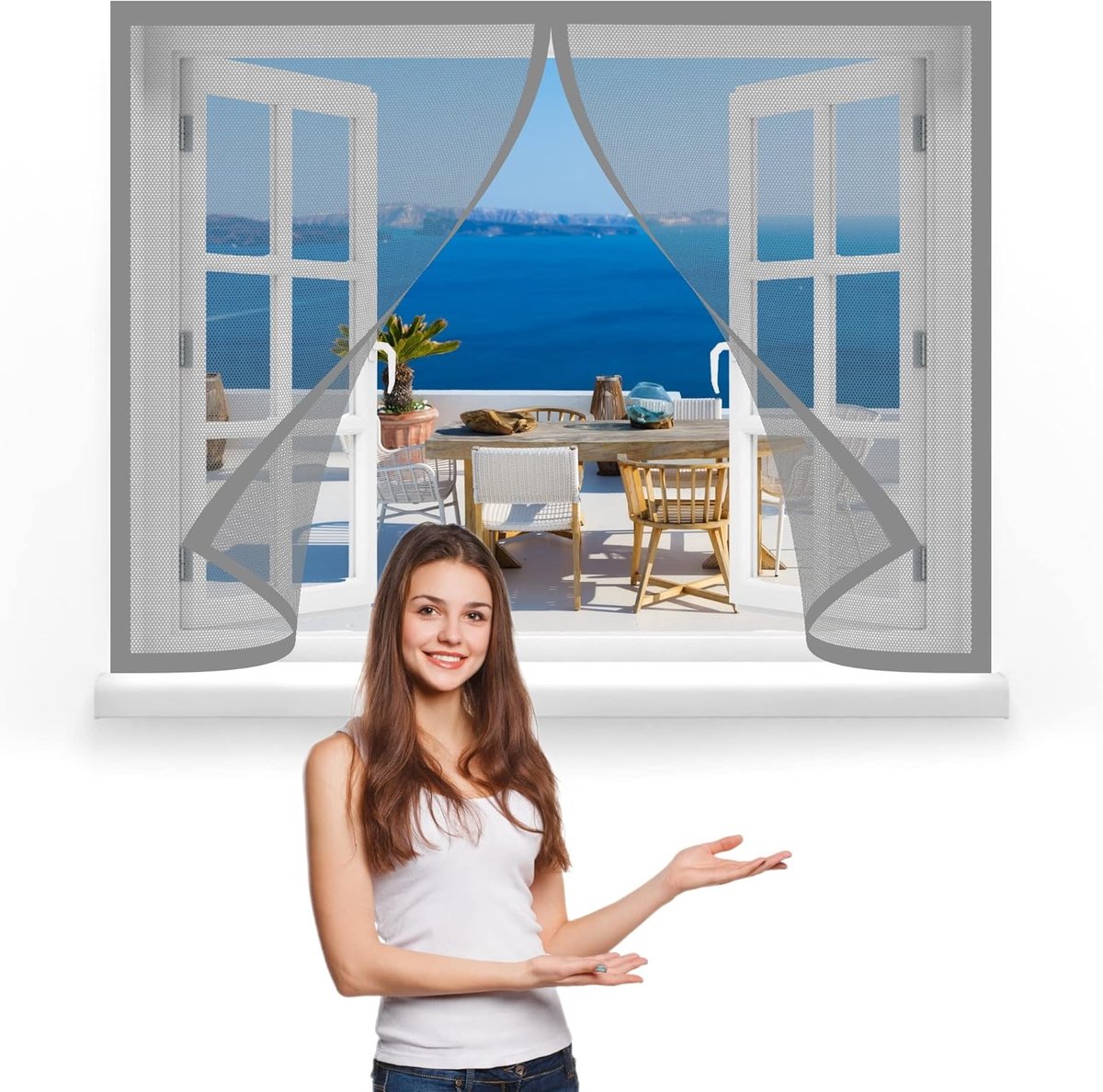 Vliegenhor Klamboe voor Raam 110 x 80 cm - Insectenwering met Anti-Muggengaas