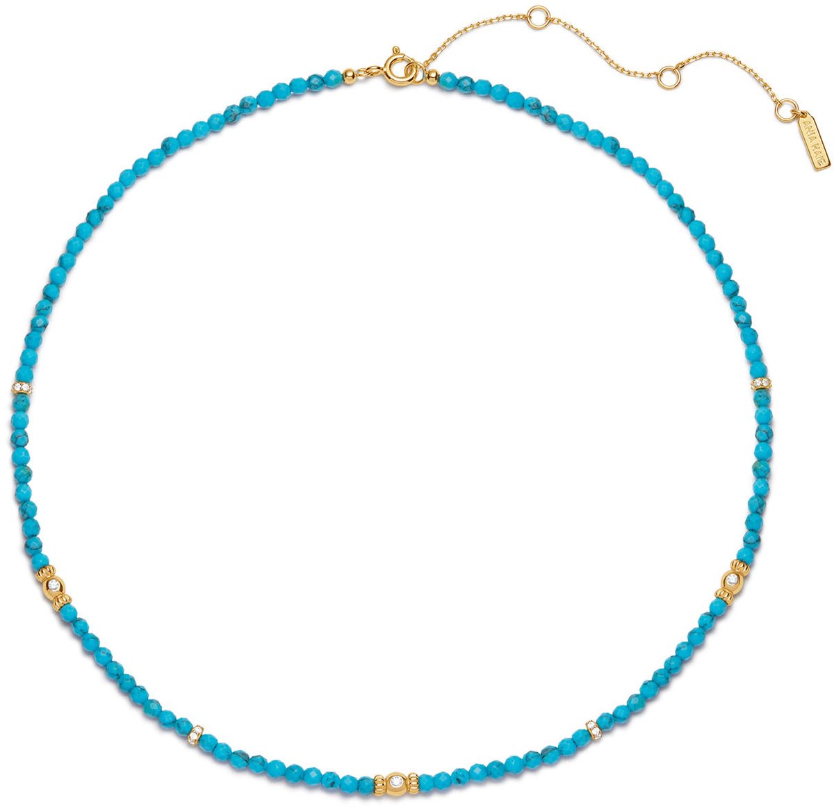 Gold Turq. Beaded Necklace S