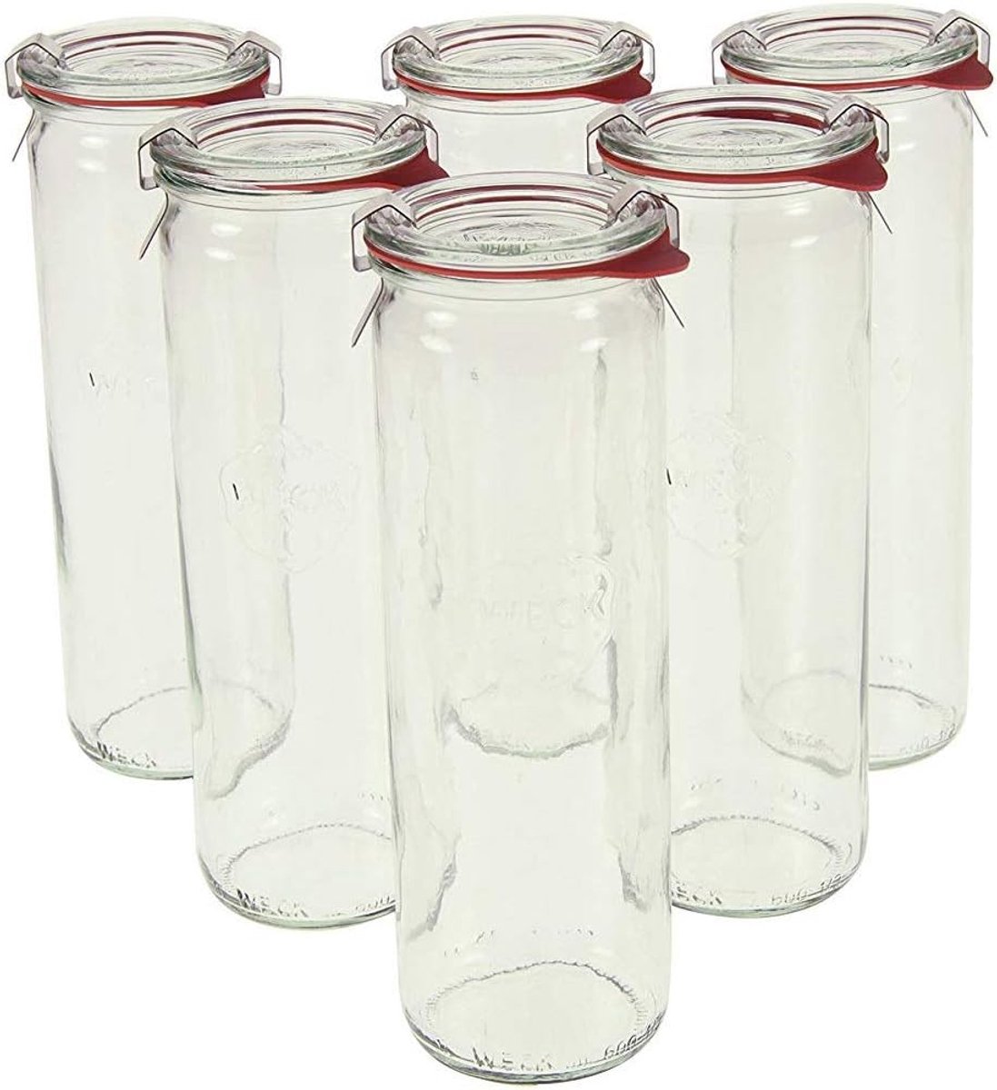 Set van 6 Luxe Glazen Bewaarpotten 600 ml met Deksel - 21 cm Hoog - Duits Kwaliteitsglas