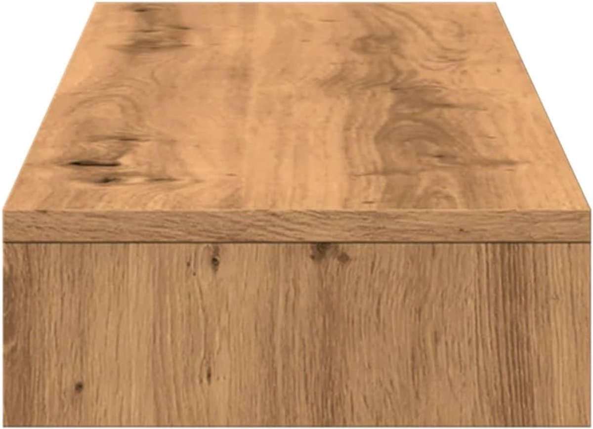 Monitorstandaard Hout 100x27 cm - Verhoogde Bureau Organizer voor Dubbele Schermen