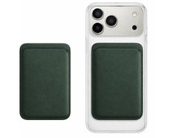VOWLUX Compatible MagSafe Wallet Donkergroen – Pasjeshouder Portemonnee – Geschikt voor iPhone 12/13/14/15/16/17 (Mini/Pro/Max/Plus/Air) – PU Leer Luxe – Extra Sterk 24 Magneten – Max 3 Kaarten – Geschikt voor MagSafe Hoesjes
