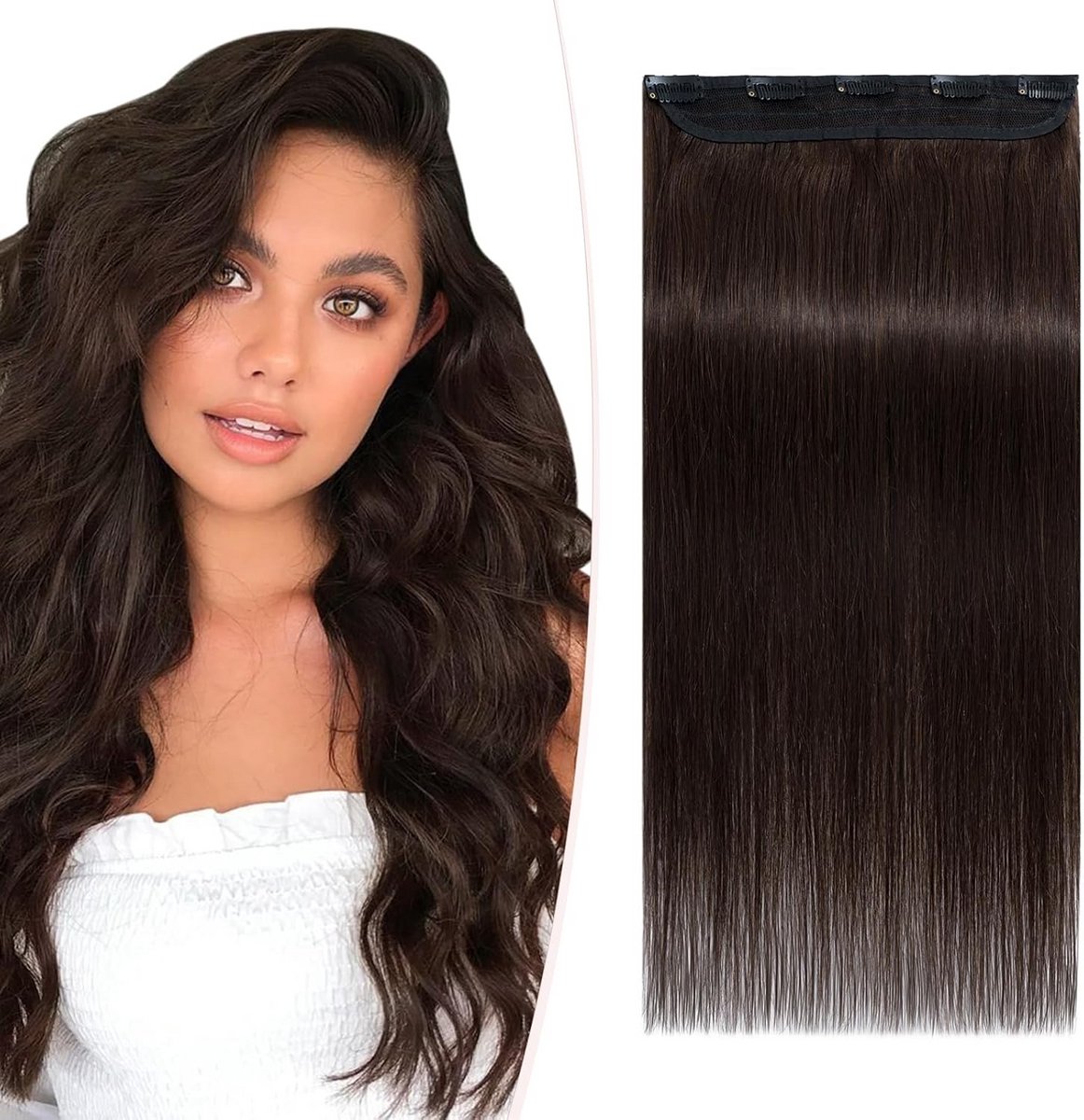 Clip-in Extensions Echt Haar 50cm Glad Volume 100% Remy Donkerbruin