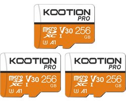 3-Pack Micro SD Kaarten 256GB - High Speed V30 U3 Geheugenkaart voor Mobiel en Tablet