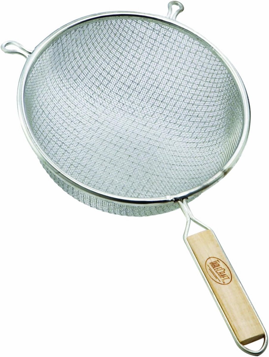 Fijne RVS Zeef met Houten Handvat - Keukenzeef 26 cm