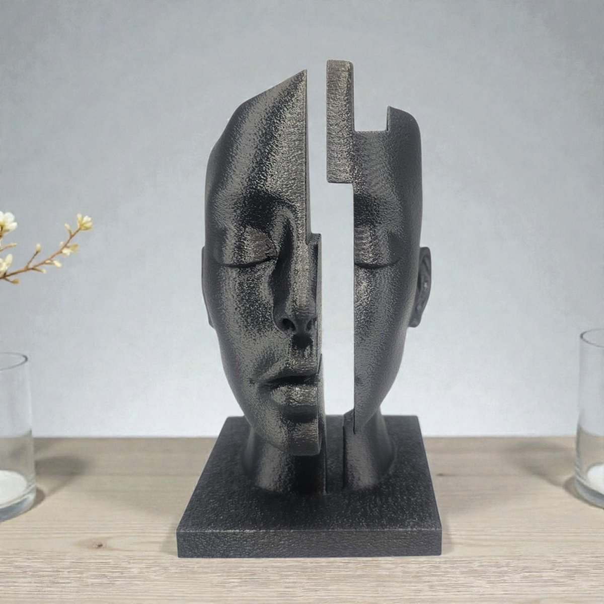 Layerzz - 3-D geprint beeld- The split Mind - Modern abstract beeld - decoratie 20cm