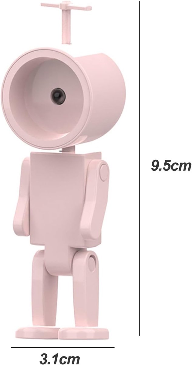 Nachtlampje - mini nachtlamp - LED nachtlamp - robot lampje - astronaut lampje - sfeerlicht - tafellampje - boeklamp - magnetisch - telefoonhouder - knopbediening - AG3 knoopcel - 3 reservebatterijen - vierkante kop - roze van Merkloos — afbeelding 5
