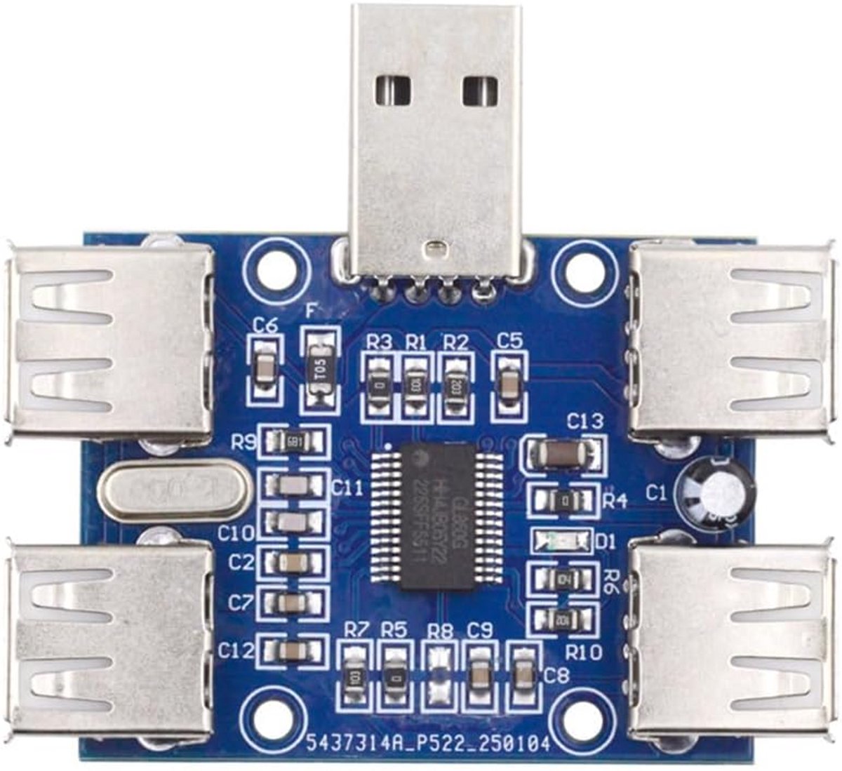 USB 2.0 HUB Splitter Voedingsexpansiebord 1-naar-4 Poorten Type-A Adapter voor PC
