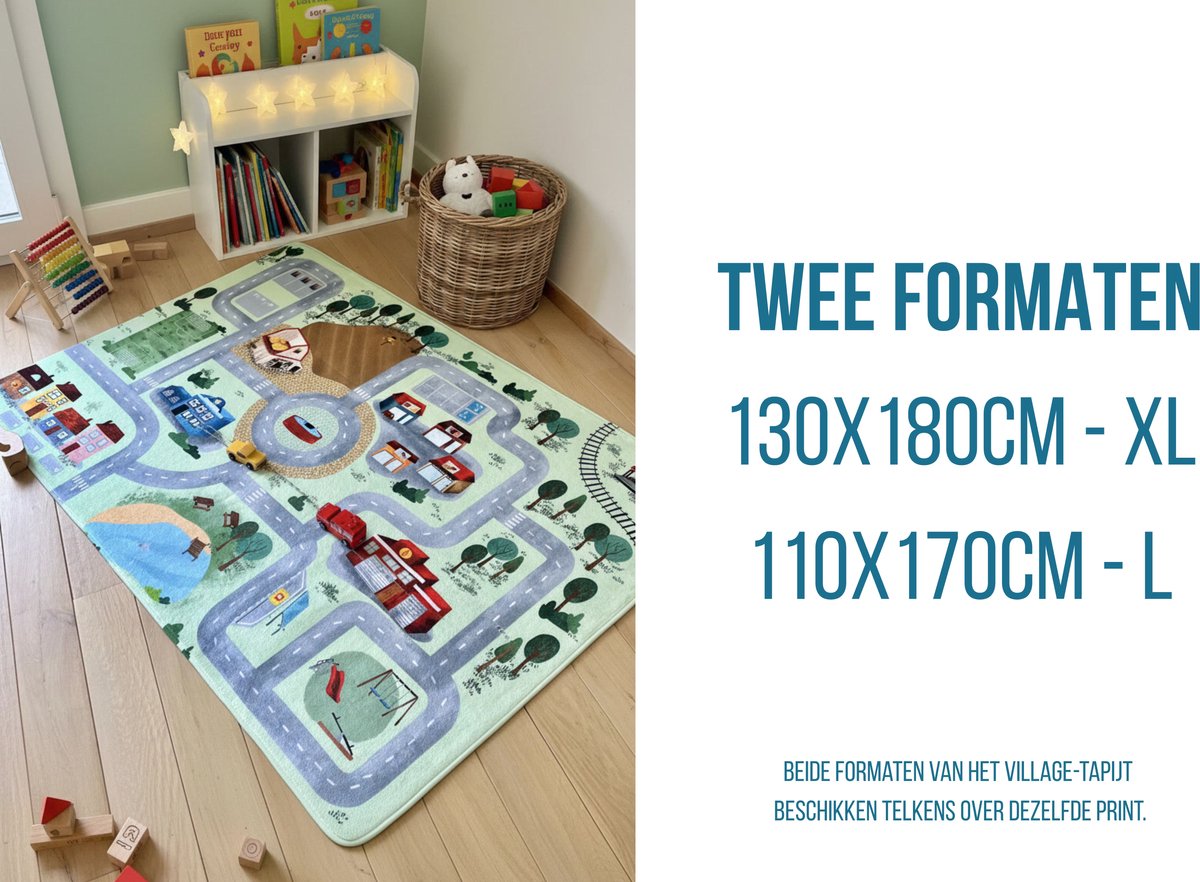 Mats & Joy® Village Auto Speelmat 110x170cm - Fluweelzacht - Anti-slip - Wasbaar - Groot Auto Speeltapijt voor Kinderen - Speelkleed Baby – Autokleed — afbeelding 7