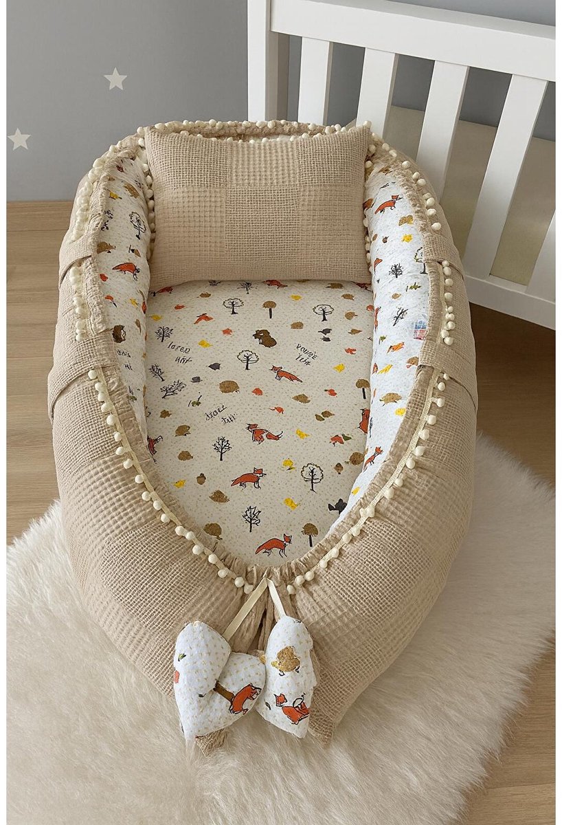 Bol.com Jaju Baby Babynestje - Organische Katoen - Lichtbruin Vos - 74x40cm aanbieding