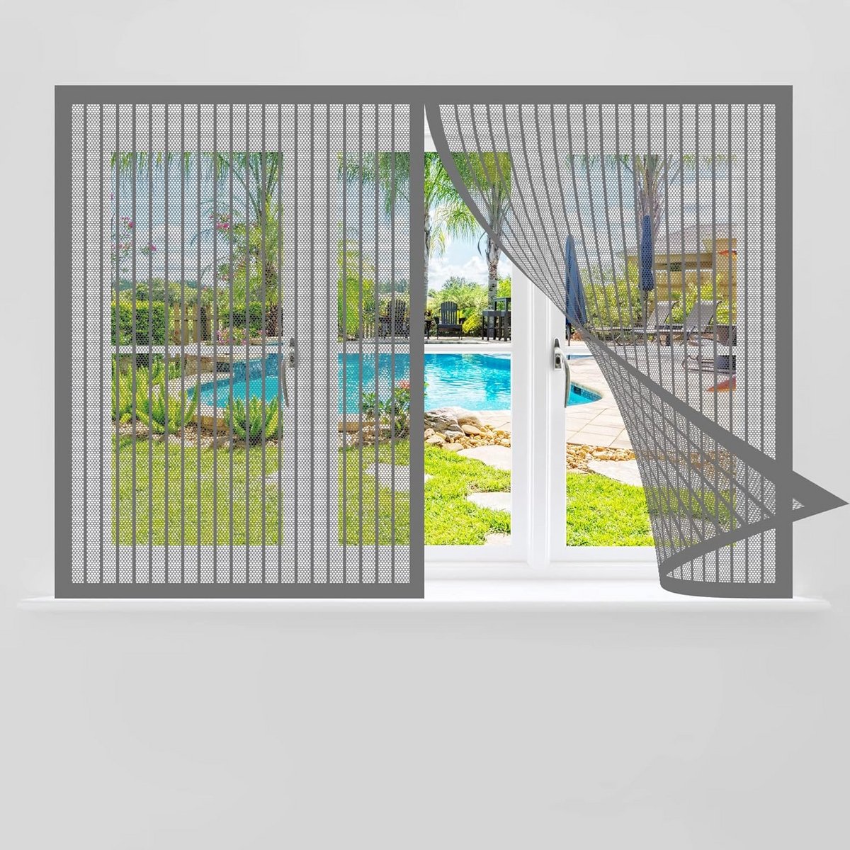 Magnetisch horraam 70x140 cm Grijs - Insectenhor voor Balkon en Raam
