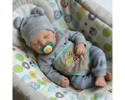 TEKROA® Levensechte Reborn Babypop - 48 cm - Volledig Zacht Vinyl Lichaam - Slapend - Waterdicht & Poseerbaar - Inclusief Kleding & Magnetische Speen - Realistisch Speelgoed