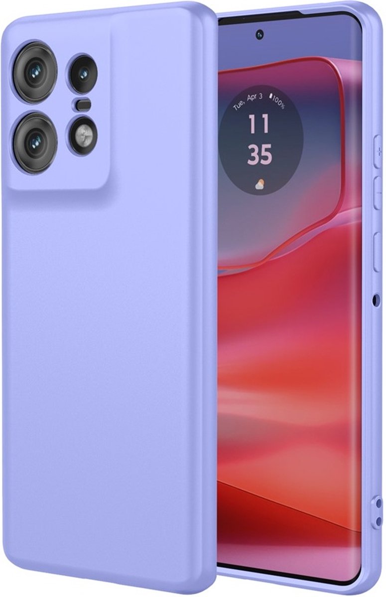 Hoesje geschikt voor Motorola Edge 50 Pro - Phonesta Soft Silk Silicone Back Cover - Paars