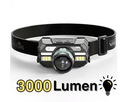 Warsun Hoofdlamp - 3000 lumen LED oplaadbaar - kamperen - waterdicht - Noodlamp