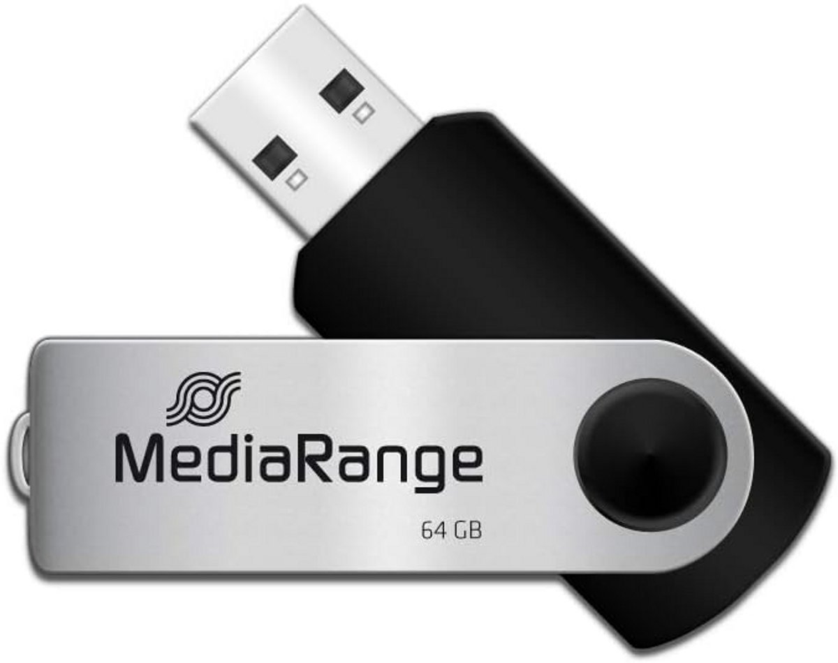 USB Stick 64GB - Snel Data Opslag - USB 2.0 Flash Drive Zwart/Zilver