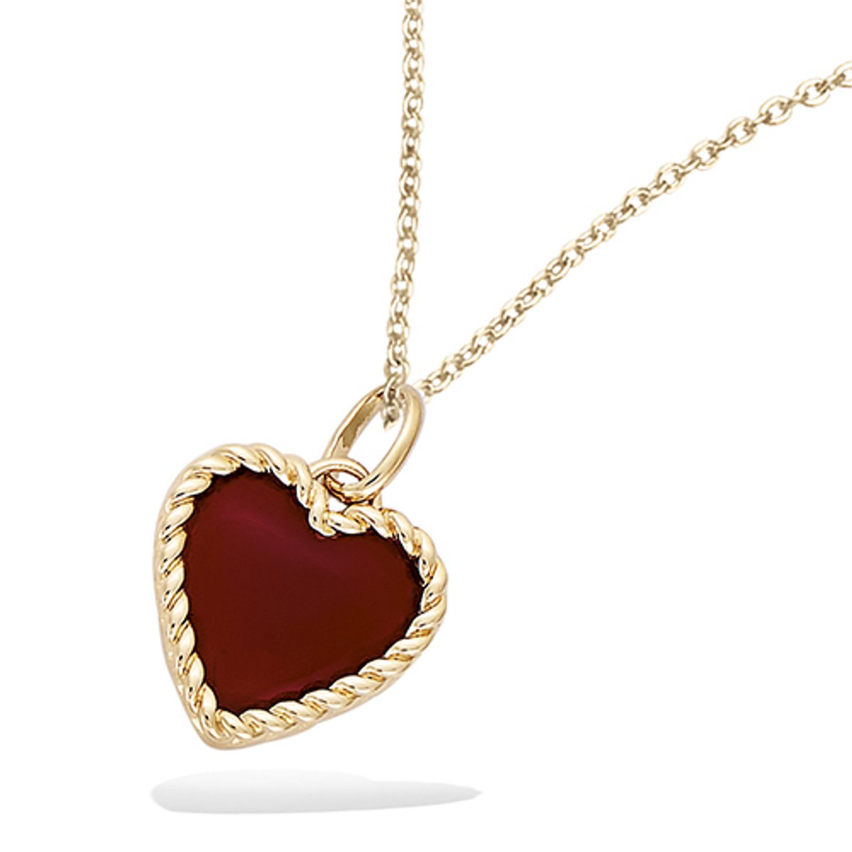 CHIVAL - Ketting 18K Verguld Goud " Heart Wrap Red" – Hartje, Luxe, Hypoallergeen, Elegant, Perfect Cadeau voor Haar, Hanger, Zwart, Chique, Liefde, Love, Geschenkverpakking,