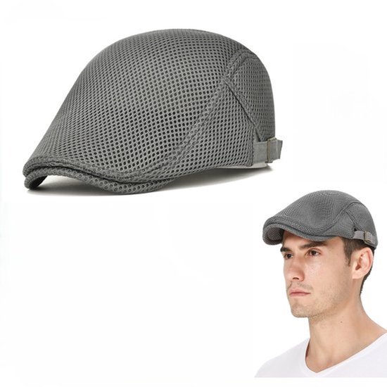 FlatCap - Stijlvolle Petten voor Heren - Herenmode – Verstelbaar - Pet Platte - Pet Visserspet - Vintage Flat Caps – bescherming – Grijs - LOUZIR